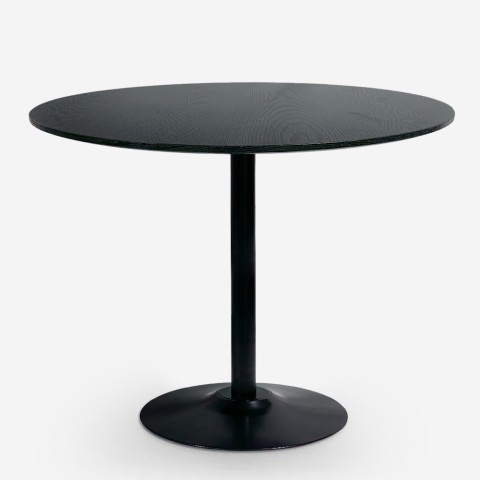 Table noire style Tulipe ronde 80cm cuisine salle à manger Blackwood Promotion