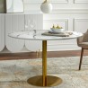 Ronde eettafel in Goblet-stijl 120 cm goud en marmereffect Monika+ Verkoop