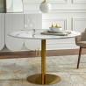 Table de salle à manger ronde style Goblet 120cm effet marbre doré Monika+ Vente