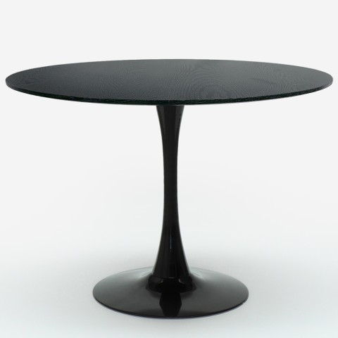 Table de salle à manger noire style Tulipe moderne ronde 120cm Rhodon+ Promotion