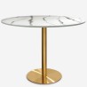 Table de salle à manger ronde style Goblet 120cm effet marbre doré Monika+ Promotion