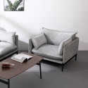 Moderne gestoffeerde fauteuil met grijze stoffen kussens Mainz Verkoop