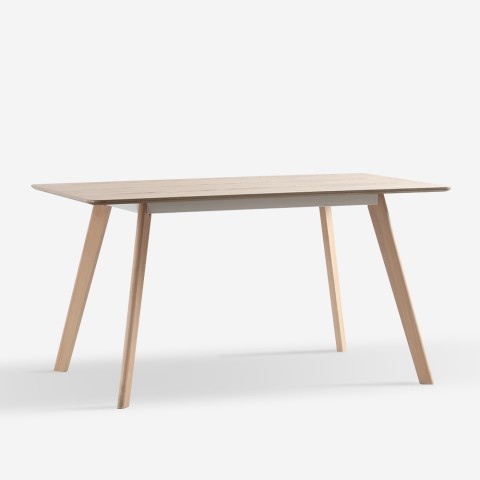 Table à manger de cuisine en bois rectangulaire 120x80cm blanc Ennis Promotion