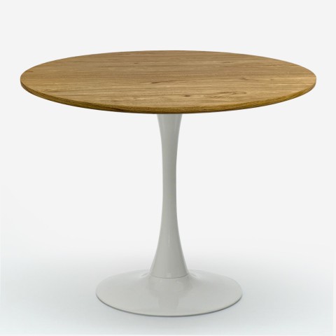 Table de salle à manger ronde style Tulipan 80cm bois blanc Redwood Promotion