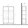 Vitrinekast Bellac in modern design met 2 glazen deuren Prijs