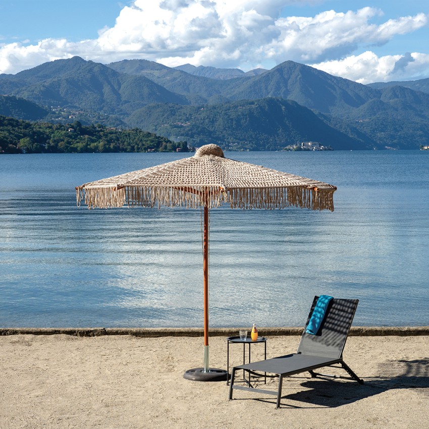 Tuinhouder met centrale paal 3m hout macramé stof Tahiti Aanbieding Tuinhouder met centrale paal 3m hout macramé stof Tahiti Aanbieding