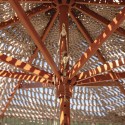 Parasol de jardin à mât central 3m en bois tissu macramé Tahiti Vente