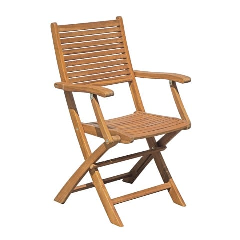 Chaise de jardin pliante en bois avec accoudoirs extérieure Nias Promotion