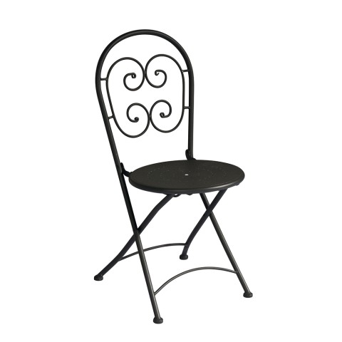 Lot de 2 chaises pliantes en fer pour jardin extérieur style bistrot Roche Promotion