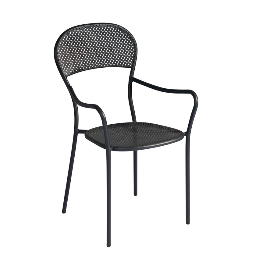 Set van 2 tuinstoelen in ijzer met armleuningen voor bar of restaurant Brienne Aanbieding Set van 2 tuinstoelen in ijzer met armleuningen voor bar of restaurant Brienne Aanbieding