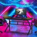 Ergonomisch carbon LED gaming bureau 120 x 60 cm koptelefoon- en bekerhouder Sportbot LED 120 Karakteristieken