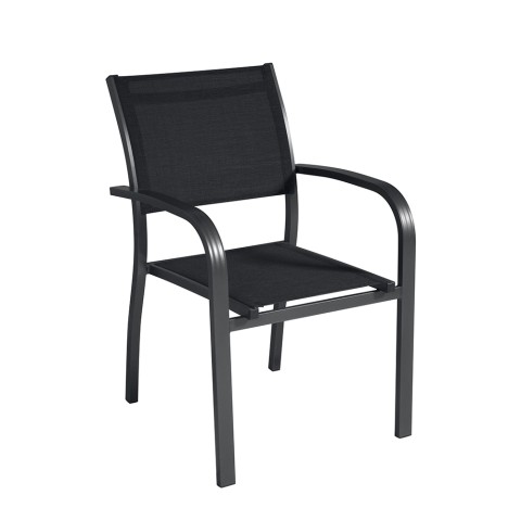 Chaise de jardin en aluminium et textilène avec accoudoirs Vence Promotion