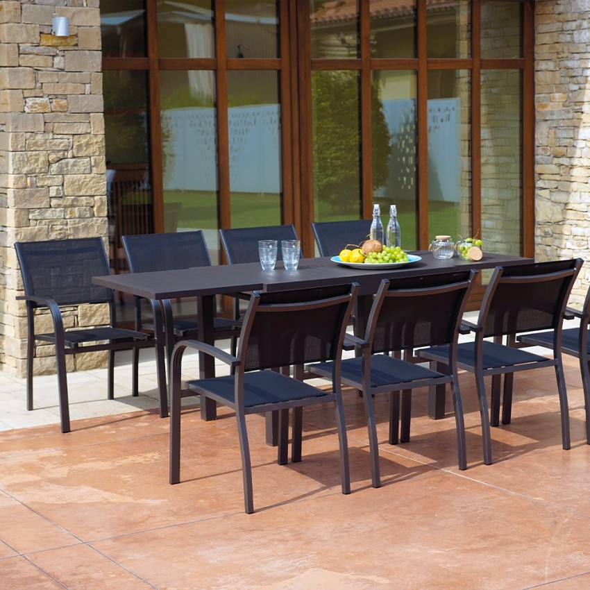 Uitschuifbare tuin tafel 106-212x75cm modern van aluminium Nori Aanbieding