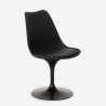Table ronde 120cm effet marbre + 4 chaises Tulipan blanc noir Lapis+ Dimensions