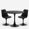 Table cuisine ronde noire 80cm 2 chaises transparentes Tulipe Almat Réductions