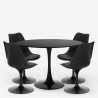 Table ronde 120cm noire 4 chaises style Tulipe transparentes Almat+ Catalogue