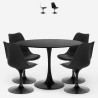 Table ronde 120cm noire 4 chaises style Tulipe transparentes Almat+ Vente