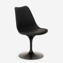Table ronde 120cm noire 4 chaises style Tulipe transparentes Almat+ Prix