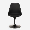 Table ronde 120cm noire 4 chaises style Tulipe transparentes Almat+ Achat