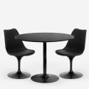 Table à manger noire Tulipe ronde 80cm + 2 chaises transparentes Haki Réductions