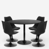 Table ronde Tulipan 120cm et 4 chaises en polycarbonate noir Haki+ Catalogue