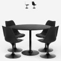 Table ronde Tulipan 120cm et 4 chaises en polycarbonate noir Haki+ Vente