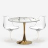Table ronde 80cm Tulipan effet marbre doré 2 chaises blanc Saidu Réductions