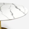 Table effet marbre ronde 120 cm + 4 chaises Tulipan blanches Saidu+ 