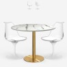 Table ronde 80cm Tulipan en marbre + 2 chaises blanches transparentes Vixan