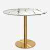 Table ronde 80cm Tulipan en marbre + 2 chaises blanches transparentes Vixan 