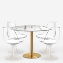 Table effet marbre Tulipan blanc 120cm or + 4 chaises Vixan+ Catalogue