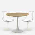 Table blanche bois ronde 80cm + 2 chaises cuisine Meis Catalogue