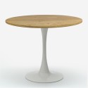 Table blanche bois ronde 80cm + 2 chaises cuisine Meis 