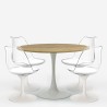 Table ronde 120 cm + 4 chaises transparentes en bois Tulipan Meis+ Réductions