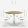 Table ronde 120 cm + 4 chaises transparentes en bois Tulipan Meis+ Promotion