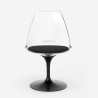 Table ronde 120cm + 4 chaises Tulipe  blanc noir effet marbre Liwat+ Modèle