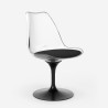 Table ronde 120cm + 4 chaises Tulipe  blanc noir effet marbre Liwat+ Choix
