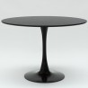 Table ronde 120cm + 4 chaises Tulipe  blanc noir effet marbre Liwat+ 