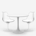 Table ronde 60cm + 2 chaises Tulipan transparentes blanc noir Nuit Dimensions