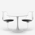 Seriq Table de salon cuisine ronde 70cm + 2 chaises Tulipan blanc noir Caractéristiques