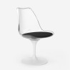 Seriq Table de salon cuisine ronde 70cm + 2 chaises Tulipan blanc noir 