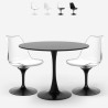 Table ronde Tulipan 80cm + 2 chaises en polycarbonate blanc et noir Raxos Promotion