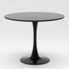 Table ronde Tulipan 80cm + 2 chaises en polycarbonate blanc et noir Raxos 