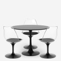 Table Tulipan ronde 90cm + 3 chaises transparentes blanc noir Wasen Caractéristiques