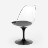 Table Tulipan ronde 90cm + 3 chaises transparentes blanc noir Wasen 