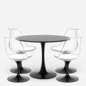 Table Tulipan ronde 100cm + 4 chaises blanc noir transparent Yallam Prix