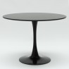 Table Tulipan ronde 100cm + 4 chaises blanc noir transparent Yallam 