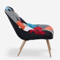 Loungefauteuil in Scandinavische stijl met meerkleurig patchworkstof Nevada Aanbod