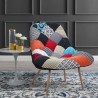 Loungefauteuil in Scandinavische stijl met meerkleurig patchworkstof Nevada Verkoop