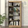 Moderne boekenkast met 10 antraciet zwarte houten planken 75x25x150cm Kevork Korting